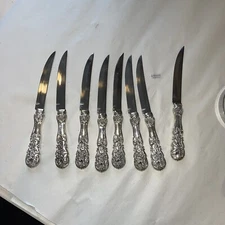 International Silver Co. Silver Plated, Floral, 8 Knives, Roses, Ornate, 9 Inch