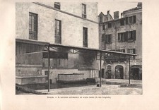 Stampa antica BRESCIA Il primo LAVATOIO AUTOMATICO in Italia 1893 Antique print