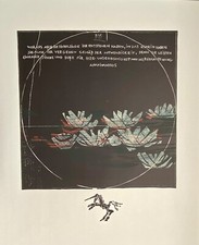 unsignierter Farbholzschnitt   Detlef Willand " Aus dem Dunkel in   " um 1995 II