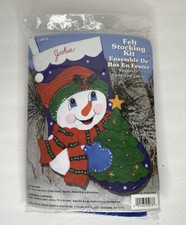 NEW Design Works Felt Christmas Stocking Kit 5073 Snowman  Tree Factory Sealed
