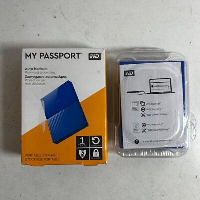 WD My Passport 1 TB Portable Storage Stockage Hard Drive & Auto Backup Software