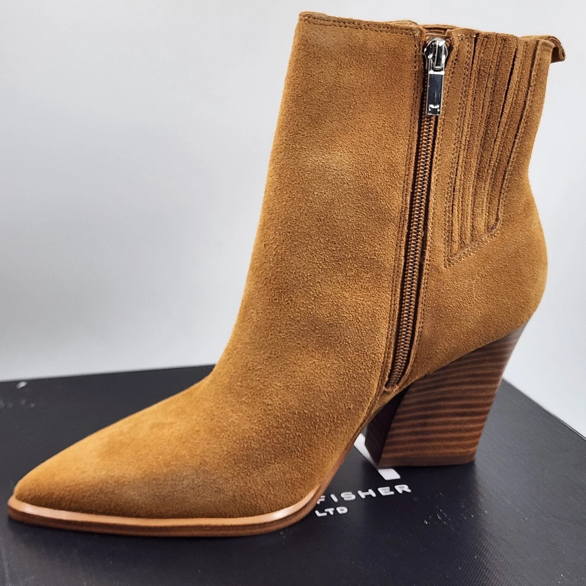Marc Fisher Ltd. Mariel Zip Booties Women s 8 M Medium Natural Block Heel