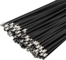 Black Metal Zip Ties Stainless Steel Zip Tie Heavy Duty Exhaust Wrap Ties 100PCS