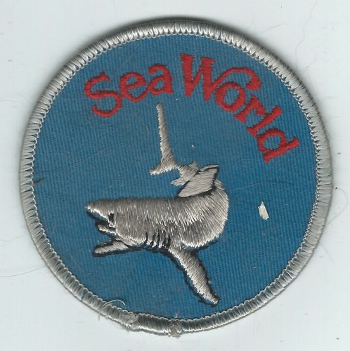 Vintage Sea World 3" Round Patch Shark Aurora Ohio
