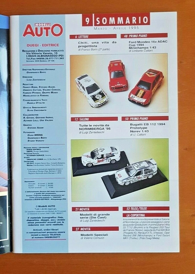 MODELLI AUTO ANNO 1995 N° 9 - NORIMBERGA '95 - BUGATTI EB 112 - FORD MONDEO 16v - Immagine 3 di 4