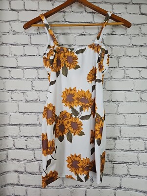 Missguided NWT Dress Size 8 Sunflower Bohemian White Floral Sundress Summer