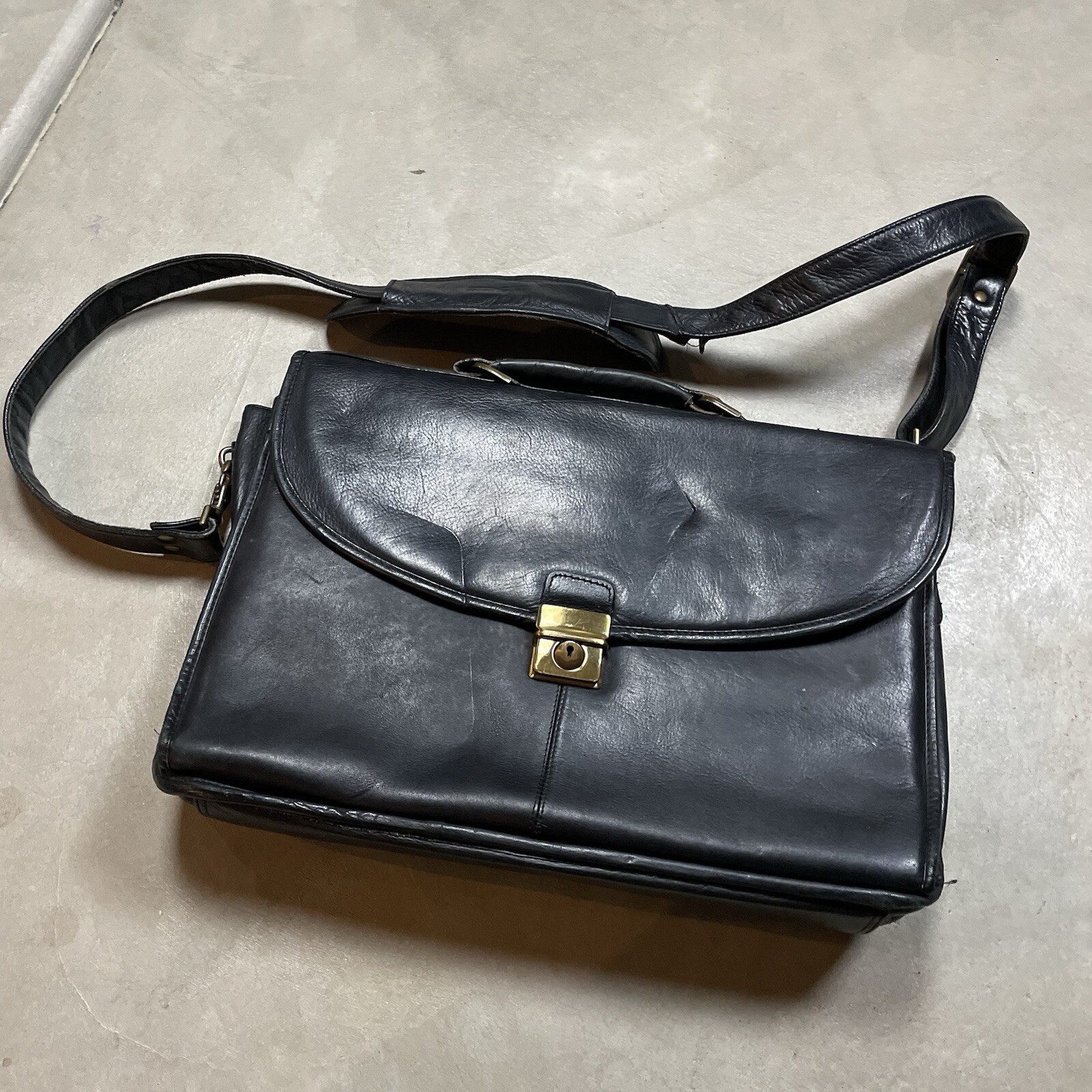 Claire Chase Leather Executive Computer Briefcase Saddle Bla