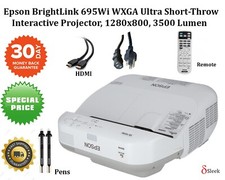 Epson Brightlink 695Wi Ultra Short-throw Projector 3500 lumens Bundled.