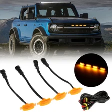 4PCS LED Amber Raptor Style Front Grille Running Marker Lights Pickup Trucks SUV