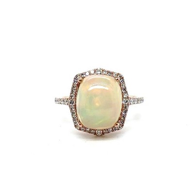 Effy Aurora 14K Rose Gold Opal and Diamond Ring Size 7