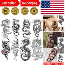 Stylish 8 Sheets Dragon Temporary Tattoos - Perfect for Festivals and Parties