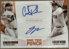 2023 Topps Series 1 One-Two Punch Dual Auto  Logan Webb/Carlos Rodon #9/25