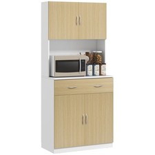 HOMCOM Credenza Cucina 180cm con Armadietti a 2 Ante e Cassetto Colore Legno