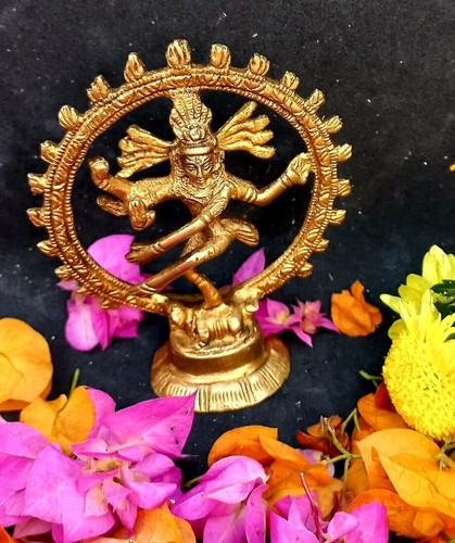 4" Ethnic Decorative Brass Natraj Natraja Statue Sawan Diwali Gifts Home Decor - Picture 5 of 5