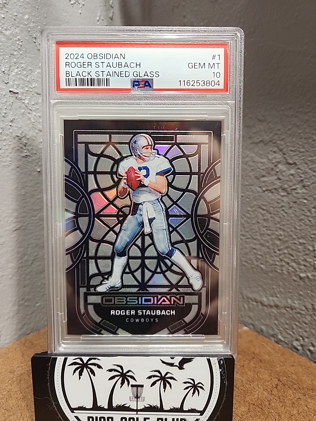 2024 Panini Obsidian Football PSA 10 GEM ROGER STAUBACH Black Stained Glass #1