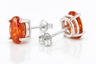 LAB CREATED 2.90 Cts ORANGE TOPAZ  STUD EARRINGS .925 Sterling Silver -NWT — photo 1