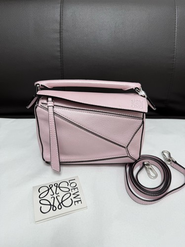 LOEWE Puzzle Mini Ice Pink Cowhide Leather Top Handle Crossbody Bag Duty Paid