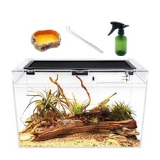 Reptile Terrarium,16" x 8"x 10" Reptile Tank with Full View Visually Appealin...