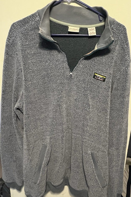 L.L.Bean XL Tall Fleece Pullover Sweater Gray 1/4 Zip Mock Neck Pockets