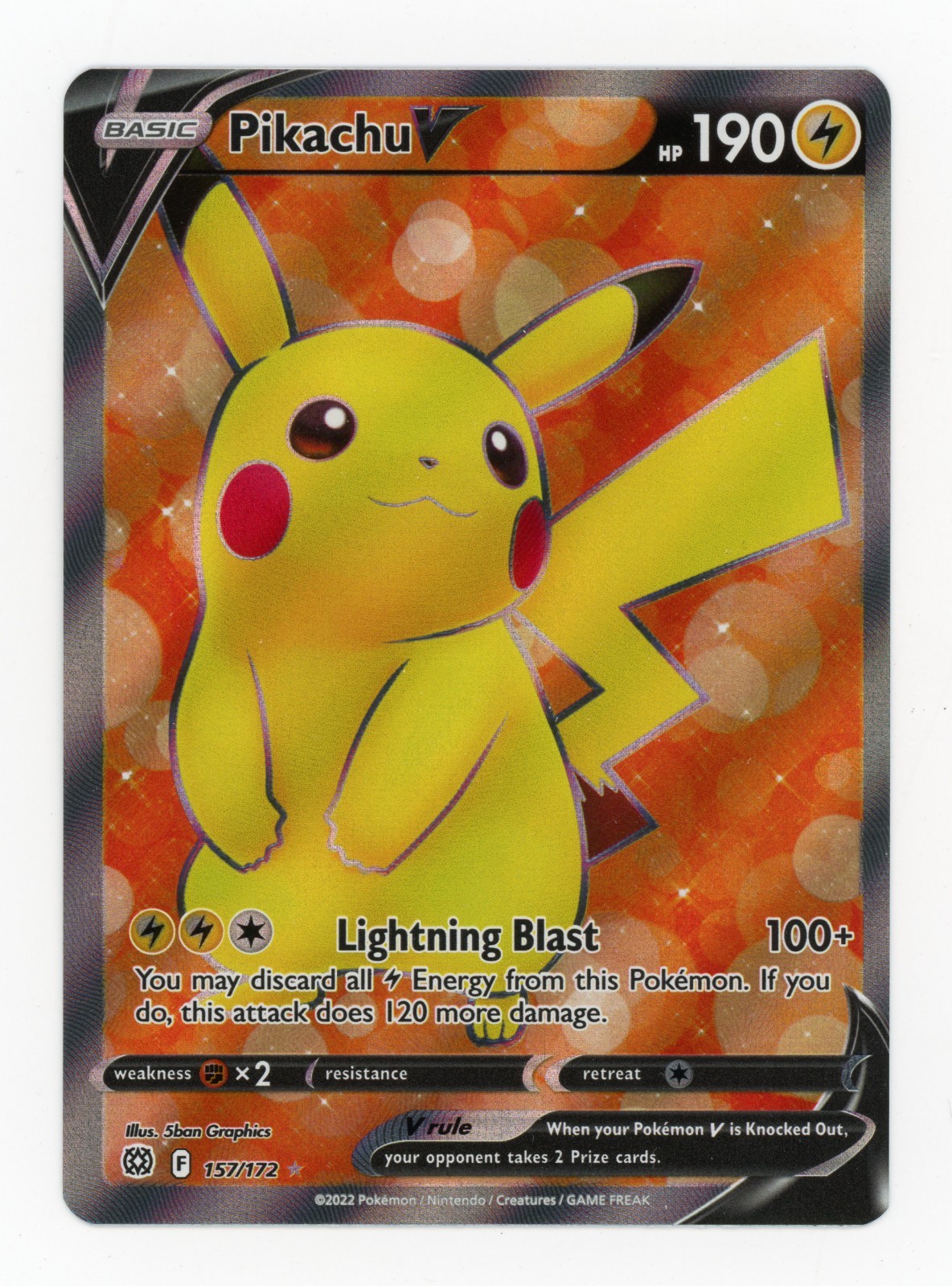 Pikachu V 157/172 Full Art Ultra Rare Pokemon TCG SWSH09: Brilliant Stars NM