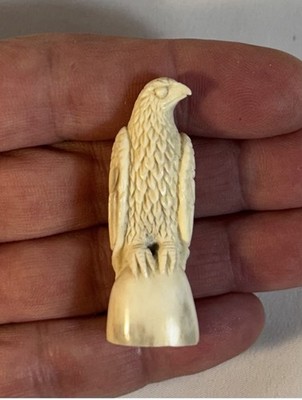Vintage Miniature Bald Eagle Figurine  - Hand Carved From Shed Deer Antler