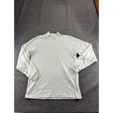 VTG Sportsmaster Coca-Cola Mock Neck Shirt White Long Sleeve Small USA Made SEE
