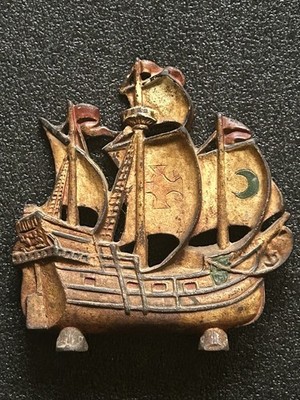 1920 s Hubley Cast Iron Doorstop Spanish Galleon No. 205 Original Factory Paint