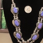 Native Jeweler Genuine polished Mohave(Mojave) Turquoise Squash Blossom Necklace — photo 4