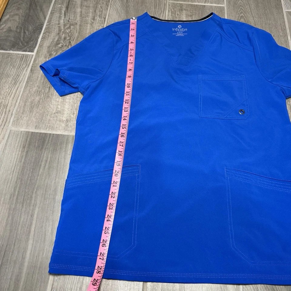Lot of 2 Cherokee Infinity Men’s Scrub Tops Blue Size M Stretch V-Neck RN93643 - Image 4 of 4