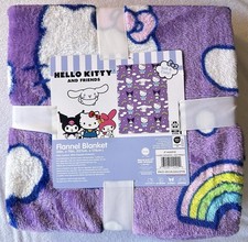Hello Kitty Friends Throw Blanket 50x70 Kuromi Cinnamoroll Sanrio Purple NWT