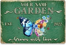 Garden to Personalize Name Custom Garden Tin Metal Sign Decor 8x12