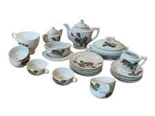 Childs Moss Rose China Tea Set Vintage Made In Japan Gold Trim Pink Roses 24 PCS