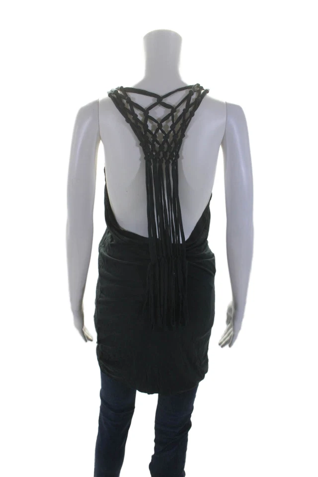 Camiseta sin mangas Religion para mujer con tiras en la espalda cuello redondo logotipo azul marino talla pequeña Foto 3 de 4