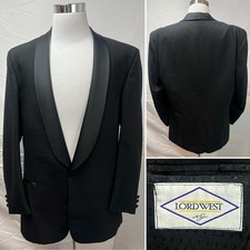 Lord West Vintage Men's 44XL Black Shawl Satin Collar Tuxedo Blazer Jacket