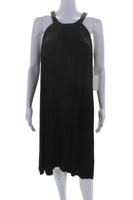Fifteen Twenty Womens Jersey Unlined Sleeveless Halter Shift Dress Black Size L