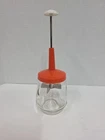 Vintage Federal Housewares Food/Nut Chopper Orange/White Top Clear Glass 1.5 Cup