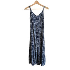 Old Navy cami blue floral midi dress sleeveless ruched women's size XS rayon