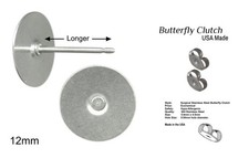 Earstuds: 800 x 12mm USA Studs LONGER- Butterfly Clutch