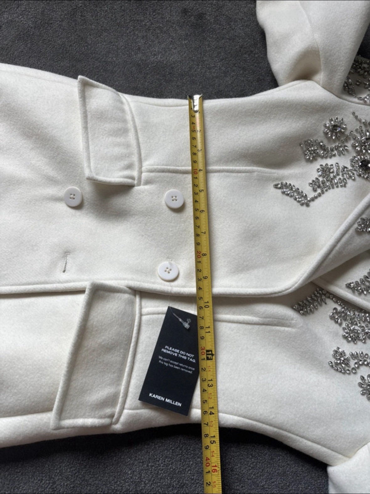 KarenMillen Tailored Wool Blend Embellished DoubleBreasted MidiCoat RRP£599Size6 image 10