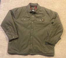 Dickies Button Jacket Mens XXXL Green Flannel Lined New With Tags