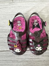 Crocs My Melody Kuromi Sanrio Glitter Black Pink Girls Sandals Size 4