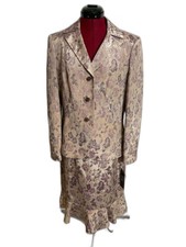NWT Le Suit Skirt Suit Size 10 Purple Floral Jacquard 2-Piece Set Blazer  Skirt
