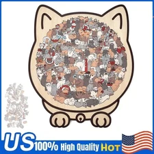 135-Piece MorandiColored Cat Shaped Wooden Jigsaw Puzzle Decor Kit For Cat Lover