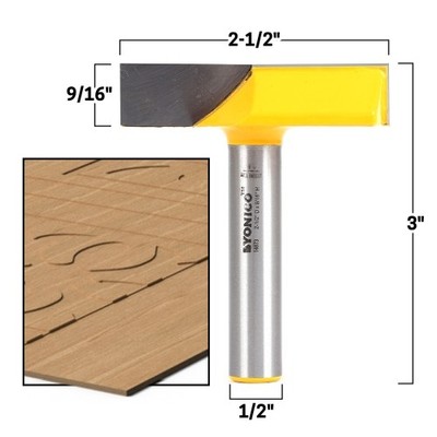 2-1/2'' Diameter Bottom Cleaning Router Bit - 1/2'' Shank - Yonico 14873