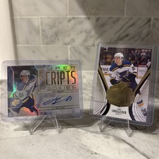 Jimmy Snuggerud SPx Rookie Auto Super Scripts & Gold Finite /299 RC 2 Card Lot