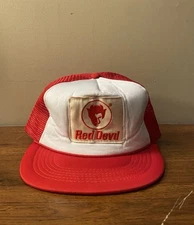 Vintage 80s Red Devil Patch Logo Mesh Trucker SnapBack Trucker Hat Cap