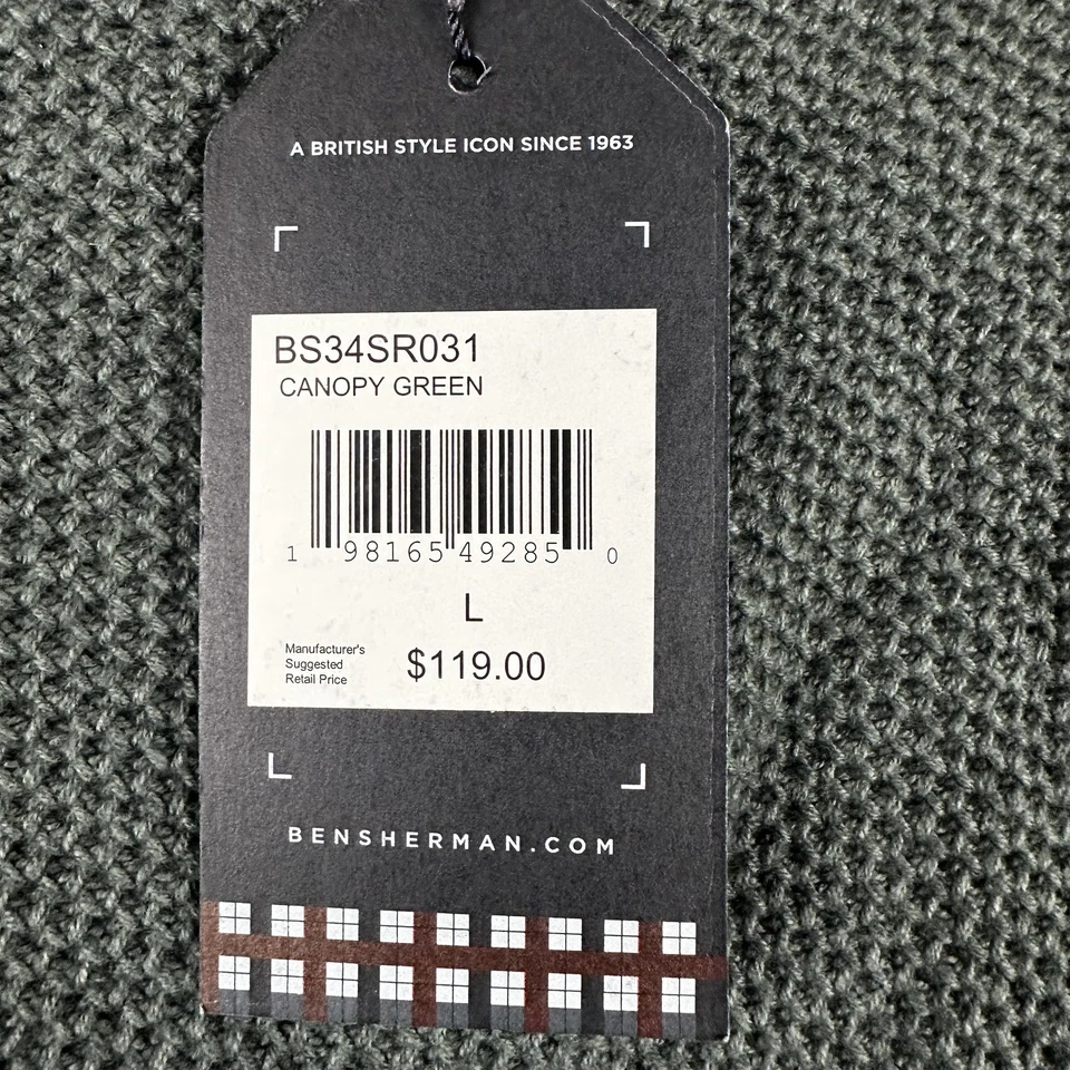 Suéter Ben Sherman Para Hombres Grande Verde Media Cremallera Pullover Toldo Tejido Texturizado Nuevo Foto 2 de 4