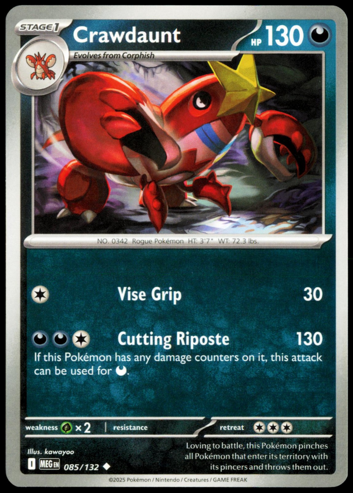 Crawdaunt 085/132 Uncommon Mega Evolution NM Pokemon MEG