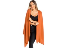 Firenze Cashmere Blend Large Scarf Stole Shawl Wrap, Orange - Made in Italy