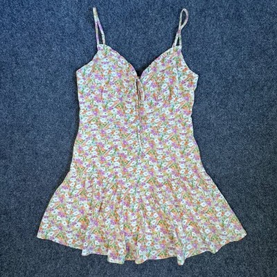 LA Hearts PacSun Floral Mini Dress Smocked Back Tie Front Ruffle Hem  DW214003 M | eBay